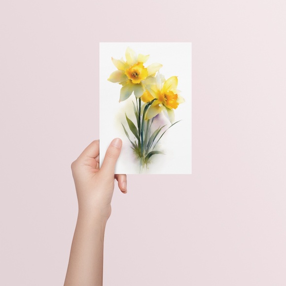 Watercolor Daffodils Flowers Wall Art Illustration Print Poster Unframed - Picture 4 of 6